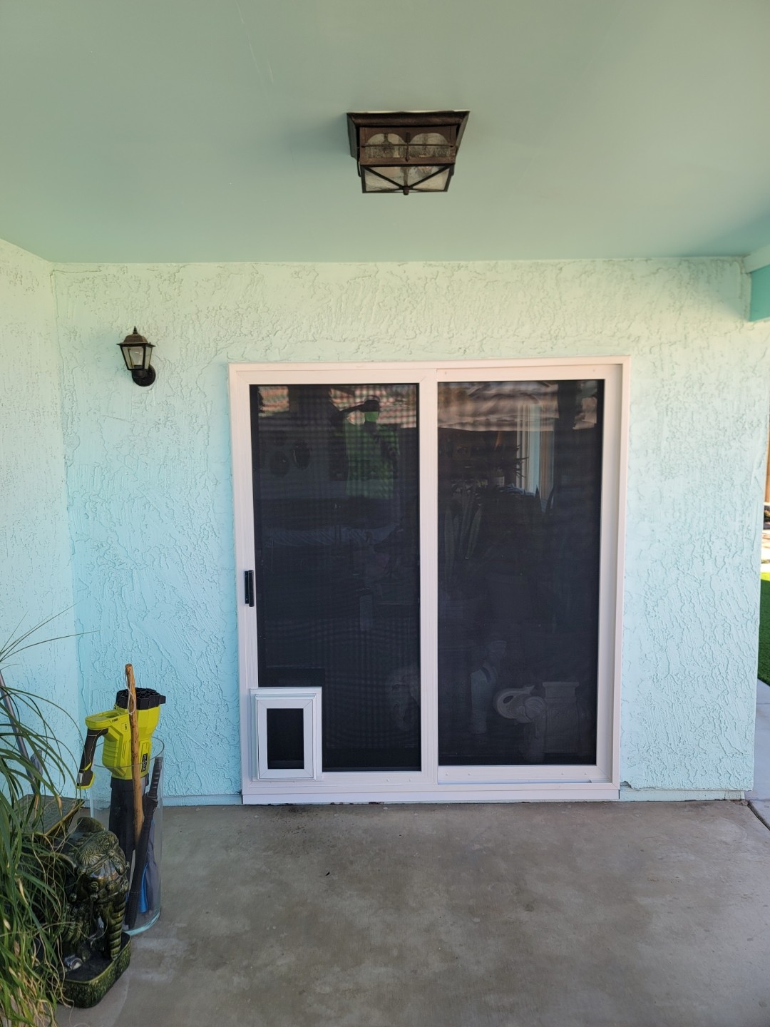 White Slider w dog door